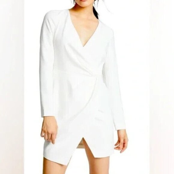 Black Halo Dresses & Skirts - Black Halo Carie Faux Wrap Mini Dress Women Size 10 Ivory